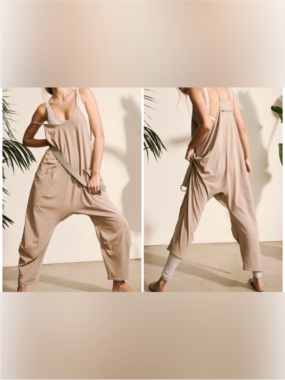 NWOT Free People FP Movement Hot Shot Onesie - mocha latte neutral tan - Small